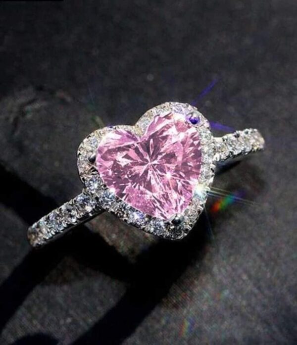 خاتم البنادورة فص بينك-Pandora ring rose heart