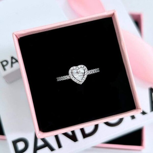 خاتم البنادورة فص أبيض – Pandora ring white heart