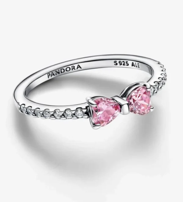 ⁦خاتم بنادورا فيونكه بينك - Panadora pink bow ring⁩ - الصورة ⁦3⁩