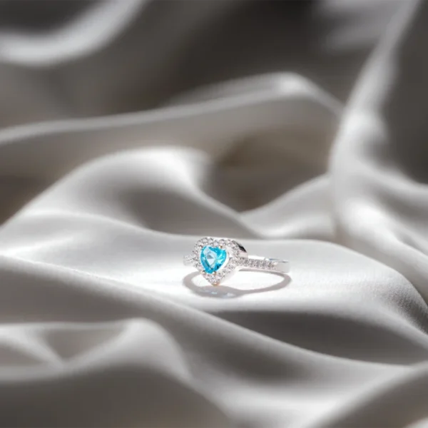 ⁦خاتم البنادورة فص بيبي بلو -Pandora ring Baby blue heart⁩ - الصورة ⁦6⁩