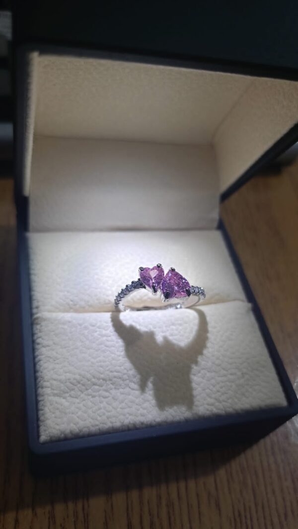 خاتم بنادورا قلبين لون بينك - Pandora ring, two hearts