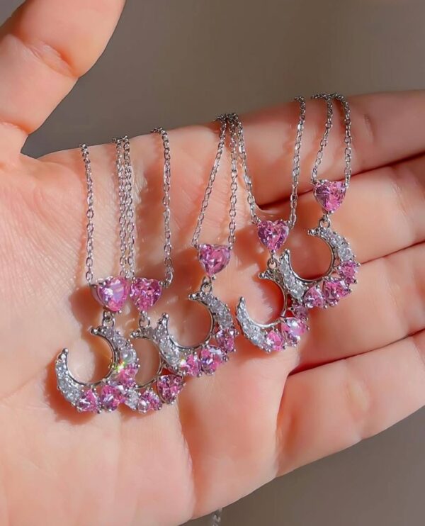 ⁦سلسله  القمر الوردي  - Pink moon necklace⁩ - الصورة ⁦2⁩